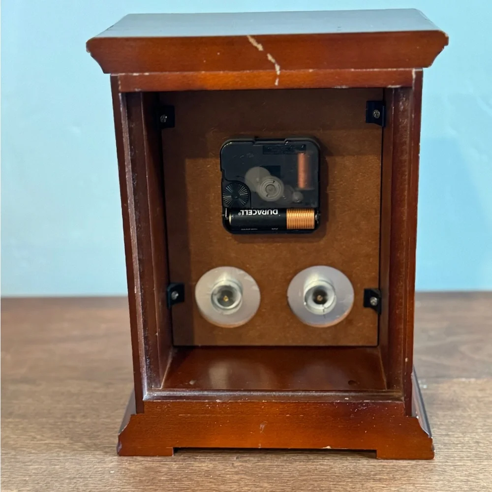 Vintage Bulova Gold and Brown Mantle Clock with Thermometer and Hygrometer